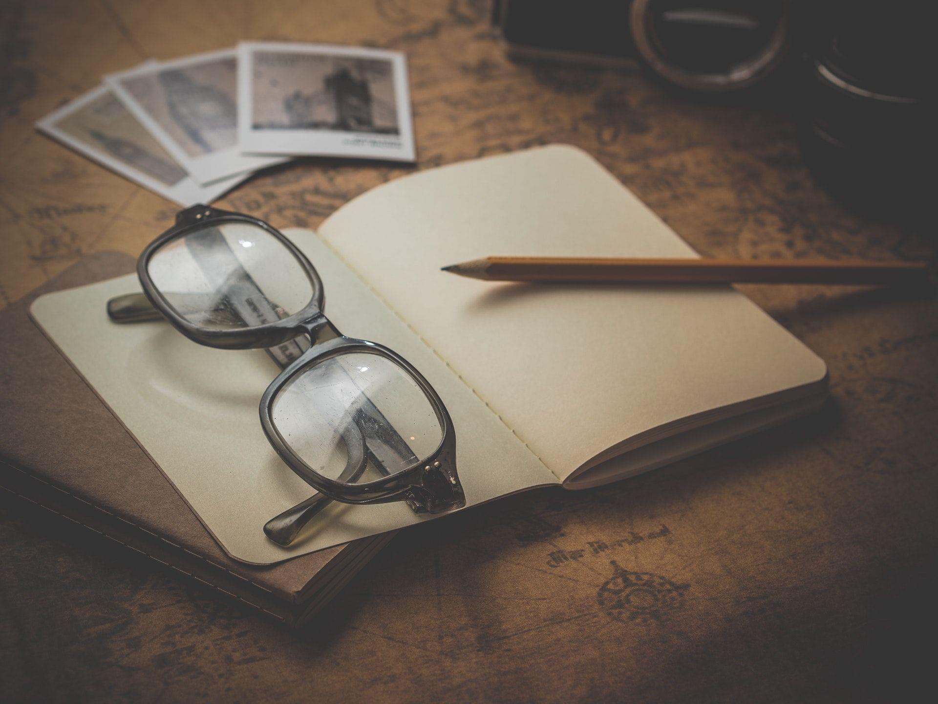 Image of a glass on a book